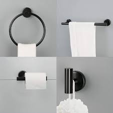Casainc 6 Piece Wall Mount Stainless Steel Bathroom Towel Rack Set In Matte Black