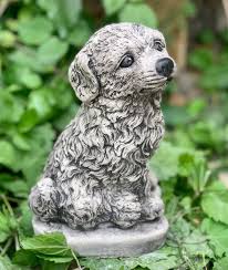 Cute Puppy Garden Dog Statue Concrete