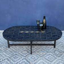 Oval Coffee Table Geometric Tile