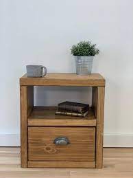 Wooden Bedside Table With Drawer Rustic