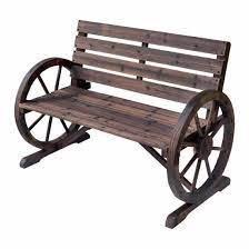 Alfresco Wooden Wagon Wheel Garden Bench