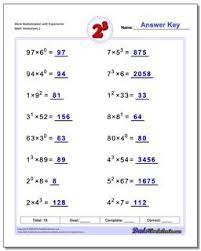 exponents worksheets multiplication