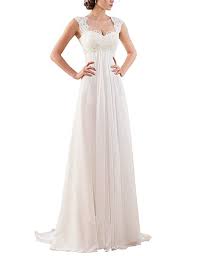 Womens Sleeveless Lace Chiffon Evening Wedding Dresses Bridal Gowns