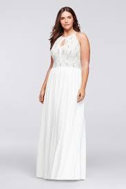 Halter Plus Size Dress With Glitter Lace Bodice Nightway