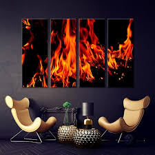 Black Red Wall Art Flame Canvas Art