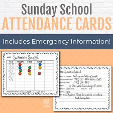 sunday school attendance cards kids