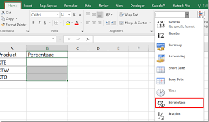 force percene in excel cells