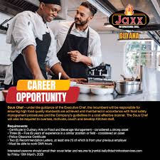Check spelling or type a new query. Jaxx International Grill Guyana The Deadline Has Been Extended We Re Looking For A Sous Chef Read The Requirements Below And Interested Persons Should Email Their Cover Letter And Resume To