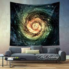 Galaxy Tapestry Green Spiral Galaxy