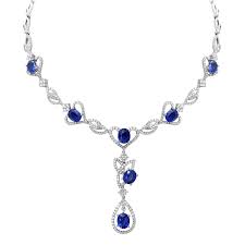 blue sapphire diamond necklace on