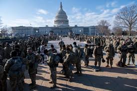 National guard, who had been protecting the capitol since riots two weeks ago, were pictured taking shelter in parking garages having been asked to leave capitol grounds. Inauguration Montana To Send National Guard Soldiers To U S Capitol