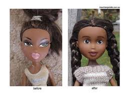 mum removes doll s makeup gives them a