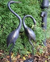 Cast Iron Crane Garden Sculpture