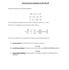 Solved Solving Linear Equations In