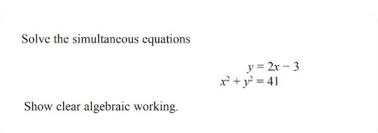 Solve The Simultaneous Equations Y 2x