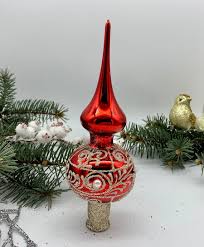 Small Red Glass Tree Topper 8
