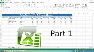 Making Salary Statement For A Month In Ms Excel 2013 Part 1 Youtube