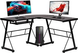 L shaped computer desks for small spaces. Computer Desk Gaming Desk Home Office Toughened Glass L Shaped Corner Writing Study Keyboard Cpu Stand Girl Kids Student Pc Modern Executive Table For Small Spaces Walmart Com Walmart Com