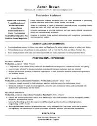 100 Production Assistant Resume And Cover Letter Examples