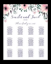 Editable Floral Wedding Seating Chart Templates Spg1
