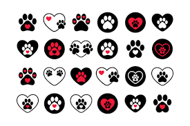 dog paws s clip art set graphic