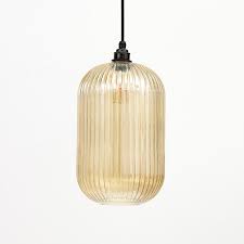 Long Brown Tinted Reeded Glass Cylinder