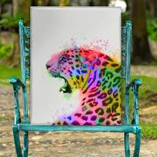 Leopard Painting Neon Art Prints