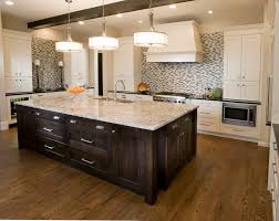 transitional painted kitchen with dark
