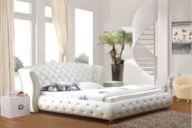 leo cow leather bed king size white