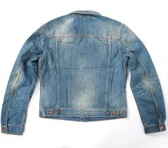 Details About Nudie Mens Denim Jeans Jacket Perry Org Bright Broken Large L