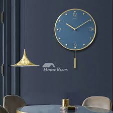 Modern Wall Clock Pendulum Round Blue