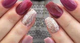 female nail extension with art