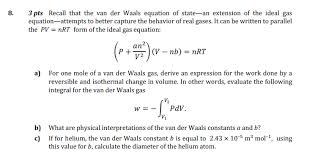 Recall That The Van Der Waals Equation