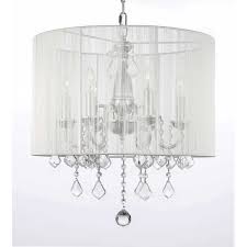 Shop Contemporary 6 Light Chandelier With Crystals And Large White Shade Overstock 10034204