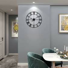 Round Metal Wall Clock Vintage Style