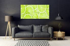 Glass Wall Art Lime Kitchen Green