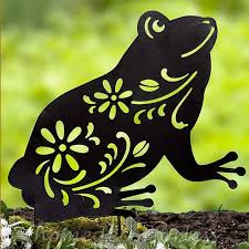 frog silhouette garden stake acrylic