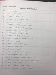 Balancing Chemical Equations Worksheet