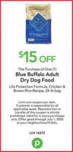 Check out all the latest blue buffalo coupons and apply them for instantly savings. New Hot Rare 3 1 Blue Dry Dog Or Cat Food Stack With 15 Publix Coupon
