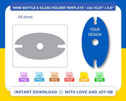 Bottle Glass Holder Template Png Svg