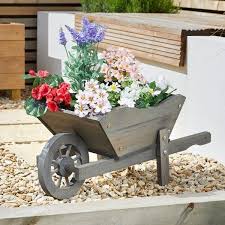 Wooden Wheelbarrow Flower Planter