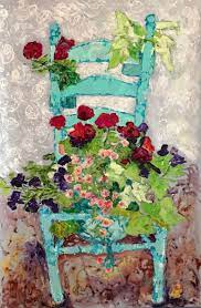 Better homes & gardens turquoise floral dining chair cushion with enviroguard: The Turquoise Garden Chair By Judith Madsen Artwork Archive