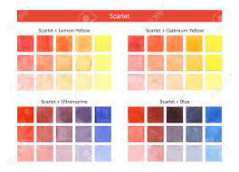 Color Chart Of Scarlet Mixing With Others Primary Colors