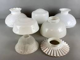 Group Of 7 Milk Glass Lamp Shades