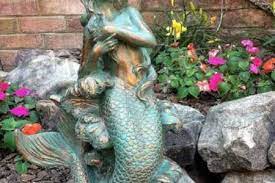 Bronze Mermaid Garden Statue Sitting