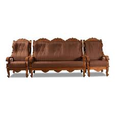 happy furniture brown wooden sofa set