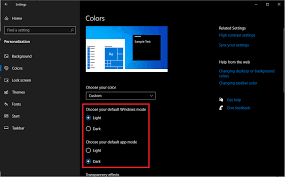 how to enable dark mode in windows 10