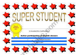 certificate super student esl