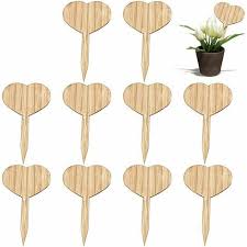 10pcs Wooden Plant Tags Heart Shaped