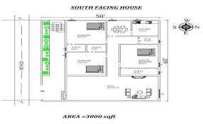 50 X60 3bhk South Facing House Plan As